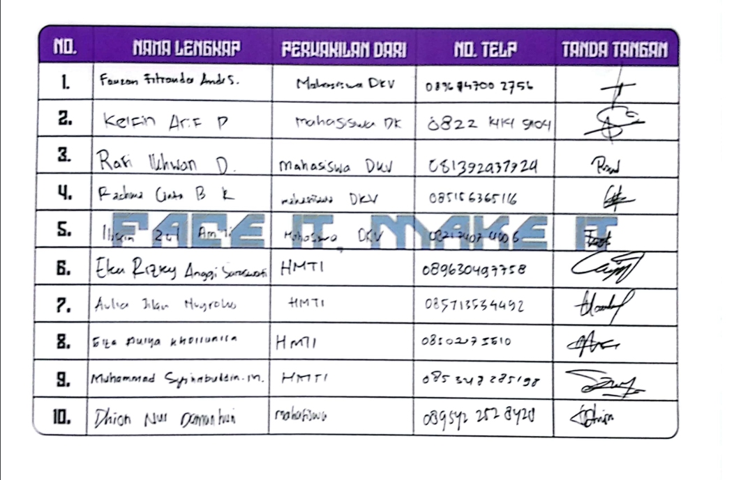 Daftar Hadir Hari Pertama